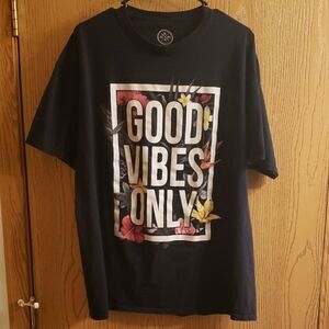 Black Graphic T-Shirt with Floral Design